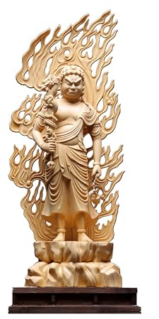 Fudo Myoo - Statua in legno intagliato a forma di gallo, divinità guardiana, tempio, decorazione buddista, scultura protettiva per casa o esposizione dell'altare