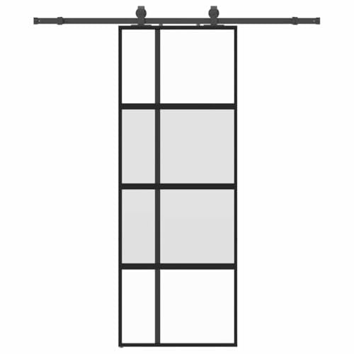 vidaXL Porte coulissante kit quincaillerie noir 76x205 cm verre trempé
