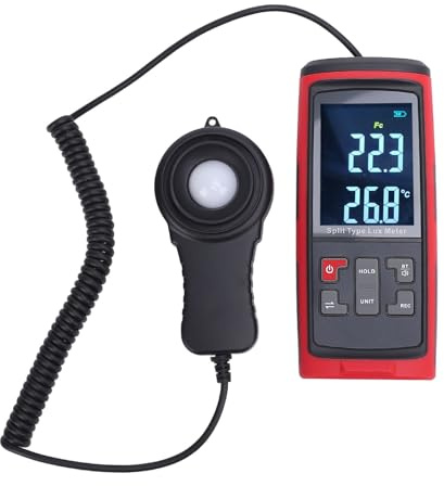 Digitaler Beleuchtungsstärke-Lichtmesser, Innenlicht-Helligkeitsdetektor mit um 270 Grad Drehbarem Lichtsensor, 0–200.000 Messbereich Lux-Messgerät