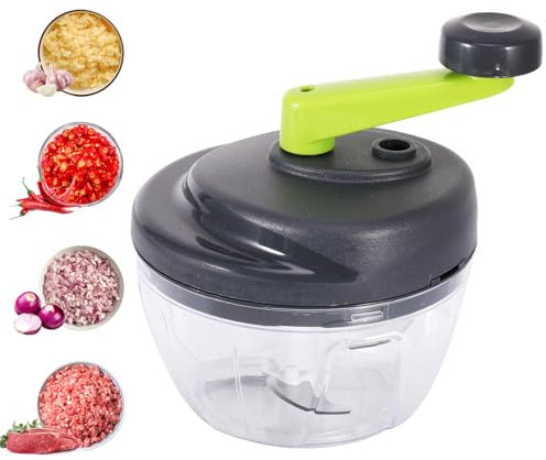 Jasfyee Manual Food Chopper, Gray ABS Manual Blender, Suitable For Onions, Garlic, Peppers, Carrots, Fruits