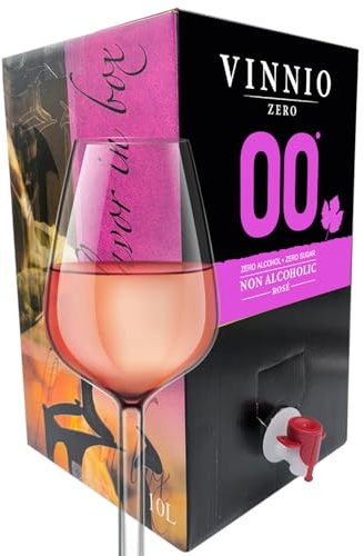 VINNIO - Vin sans alcool 0,0 Rosé | Bag in Box 9 litres | Équivalent 12 bouteilles de 750 ml | Format Économique avec Robinet (Sans Sucre, Faible en Calories).