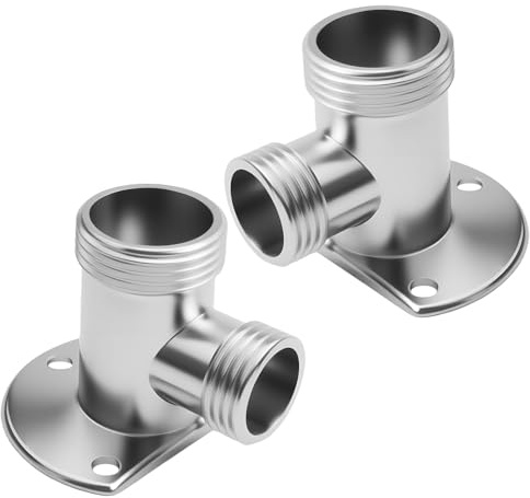 2PCS Shower Bar Valve Fixing Kit Shower Connection Elbow Tap Exposed Pipe Work Wall Mount Backplate Elbows Bar Connector Thermostatic Mixer Valve Zinc Alloy Universal Fittings Mounted Accessories