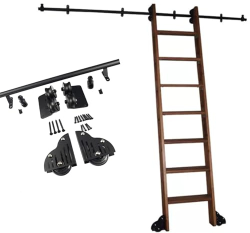 Kit scala da arrampicata per guardaroba con rulli per pavimento, binari mobili per librerie, accessori completi per soffitta per interni, sistema a binari da 244 cm