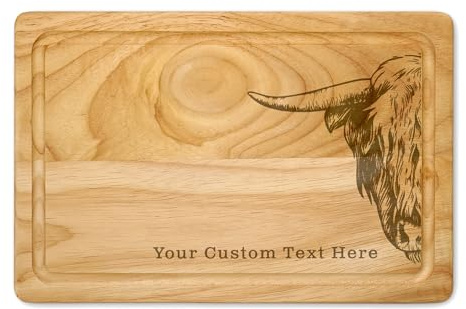 Highland Cow Wooden Chopping Board Scotland Cheese Board Serving Board Cutting Novelty Gift Birthday Christmas Housewarming (S)