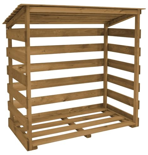VOSS.garden Brennholzregal Kaminholzregal 119x64x118cm Kiefer braun Holzunterstand mit Dach