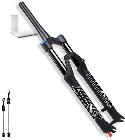 LYYCX AuroraXQ Forcella Ammortizzata Aria per MTB Discesa 26/27,5/29 Pollici Dritta/conica, Viaggio 160mm Lega di Alluminio 1-1/8 per Mountain Bike, AM, XC, DH(Tapered Manual,27,5 Pollici)