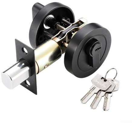 Serratura di sicurezza per porta Gdfnmogo con chiave interna su un lato singolo, in acciaio inox, color rame, per camera da letto, casa, ufficio, hotel, larghezza porta 30-50 mm (nero)
