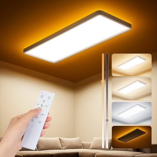 Uwithm Deckenlampe LED Deckenleuchte Lang, LED Panel 58x22x2.9 CM Dimmbar | 32W 3000K-6500K/1800K Nachtlicht,Küchenlampe Decke Lampen mit Fernbedienung für Wohnzimmer Schlafzimmer Küche Badezimmer Flur