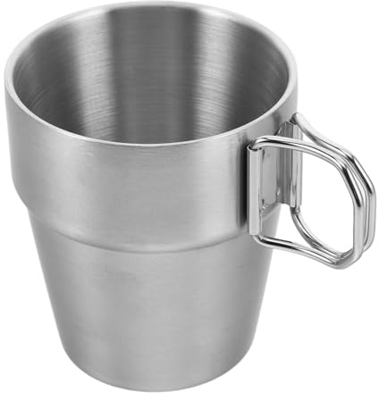 Toddmomy Tasse à Café Camping Acier Inoxydable Double Paroi Isolée avec Poignée Pliable Gobelet Portable Réutilisable pour Boissons Chaudes et Froides Randonnée et Activités Plein Air