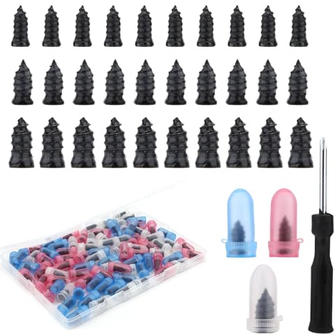 Sinbana 85pcs Tire Repair Rubber Nail Kit, 3 Sizes Tyre Puncture Plug Repair Screws with 3 Color Protective Case and 1 Screwdriver Practical Accessories Tool for Motorcycle Car Truck Tractor