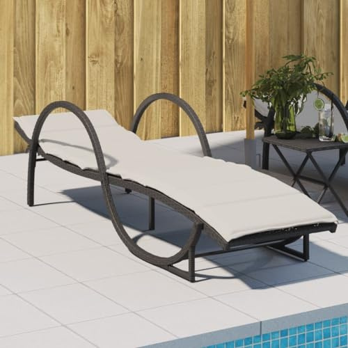 Frdhee Liegestuhl Wohnzimmer Terrassenstühle,Sonnenliege mit Auflage Schwarz 60x199x42 cm Poly Rattan,Hochlehner Gartenstuhl für Garten,Pool,Terrasse