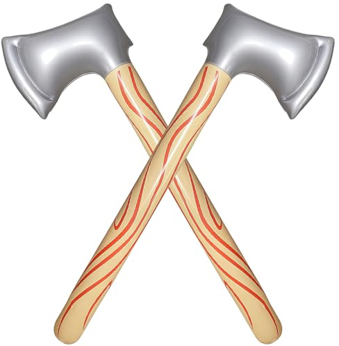 Bohue 2 Pieces Costume Inflatable Axe Halloween Fake Axe Funny Party Toy Fake Chopping Tool Inflatable Pickaxe Decorations Performance Pickaxe Props.