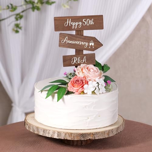 Party to Be Personalisiert Magnetisch Kuchen Topper für Hochzeit Jahrestag Cake Topper Rustikale Torten Deko aus Walnussholz