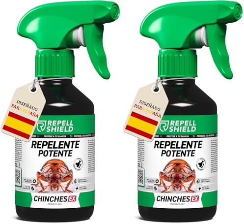 RepellShield® Spray Anti Chinches y Ácaros - Repele Insectos en Colchones, Sofás, Ropa y Textiles - 250ml - Fórmula Natural y Sin Manchas - Spray Antiacaros (Paquete de 2)