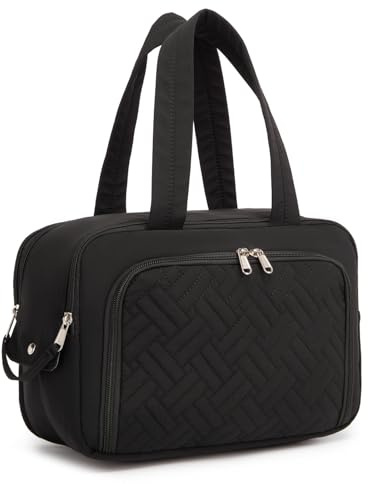 Kono Neceser Mujer de Viaje Grande Neceser Maquillaje Impermeable Bolsa de Aseo con Gran Apertura Organizador de Artículos de Tocador y Cosméticos