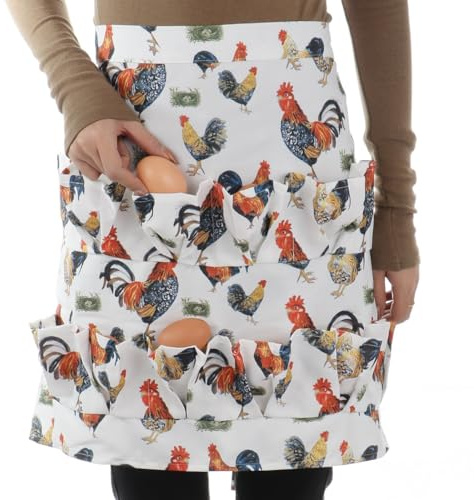 Äggförkläde med 12 fickor, robust duk för att samla kyckling anka gåsägg, bondgård kök arbetskläder, justerbar unisex design