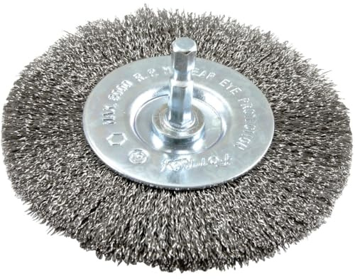 Forney 72740 cepillo de rueda de alambre, fino ondulado con 1/4-inch Vástago Hexagonal, 4-inch-by-.008-inch