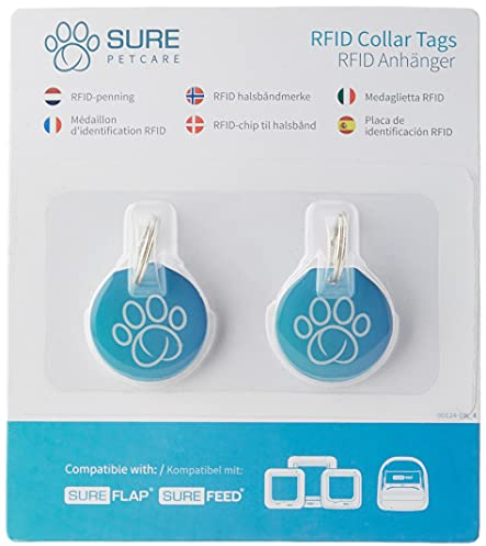 Sure Petcare RFID-Halsbandanhänger, kompatibel mit der SureFlap Mikrochip-Katzenklappe/-Haustierklappe, dem SureFeed Mikrochip-Futterautomaten und Futterautomaten Connect, Felaqua Connect, 2er-Pack