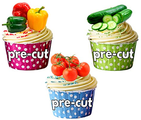 AK Giftshop PRE-CUT Green House Plants Allotment - Edible Cupcake Toppers/Cake Decorations (Pack of 12)