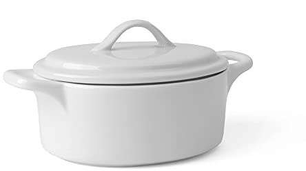 Holst Porzellan COC 202 Porzellan Cocotte 0,65 l mit Deckel, weiß, 15,5 x 13,5 x 9,5 cm
