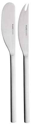 Puresigns ONE Extra Käsemesser-Set 21cm - 2-teilig | Edelstahl Matt Silber | Modernes Design von schaeferdesign | Rostfrei & Spülmaschinenfest | Perfekt für Genießer