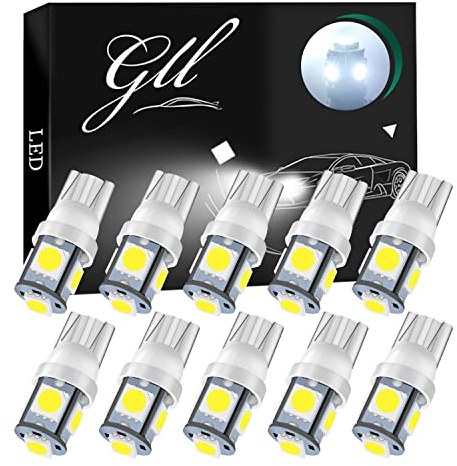 Grandview 10pcs 24V Bianco T10 501 LED W5W 194 168 2825 Cuneo T10 Lampadina 5-5050-SMD Lampadina Numero Luci Avvio Interna Dell'automobile Luce Cruscotto Lampadina Luce di Posizione Piastra