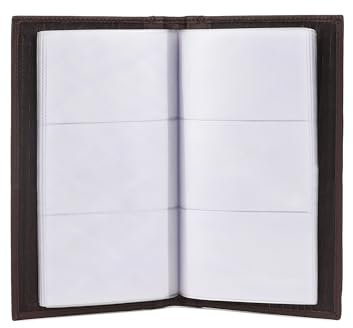 Leather Executive Business Credit Card Book Holder Professional Card Organizer -Clear Slots (Dark Brown)