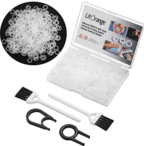 LitOrange Silicone 500PCS 40A Clear Universal O-Ring Switch Dampeners Keycap Sealing Gasket Washer (Better than Rubber) For Cherry MX Switch Keyboard and Mechanical Keyboard Keys Dampers