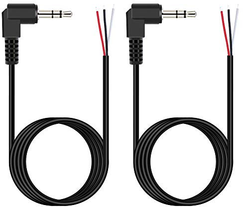 Fancasee 2-Pack 6FT 3.5mm 1/8 to Speaker Wire TRS Stereo Right Angle Male Plug to Bare Wire Pigtail 3.5mm Jack Connector Adapter Repair Audio Cable for Speaker Headphone Headset Earphone