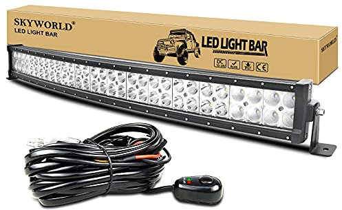 SKYWORLD 180W Gebogen LED Lichtleiste 32 Zoll LED bar Offroad Arbeitsleuchte Zusatzscheinwerfer Spot Flood Combo Scheinwerfer mit Kabelbaum für Trecker KFZ Bagger SUV UTV ATV Boat Truck