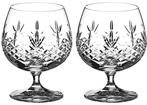 DIAMANTE Par de vasos de brandy o coñac, colección Buckingham, 2 vasos de cristal cortados a mano