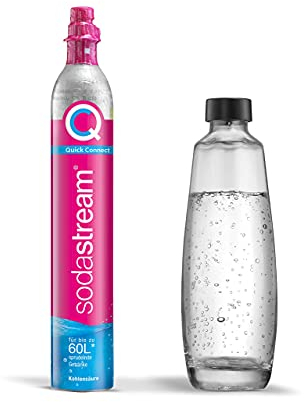 SodaStream QC-Reservepack mit 1x Quick Connect CO2-Zylinder (Ergiebigkeit: 60L) und 1x 1.0 L Glasflasche, Pink
