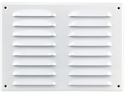 Steinberg14 White 260x190mm Metal Air Vent Cover with Insect Mesh - 10x7.5 inch Ventilation Grille - Rectangular Air Vents for Outdoor and Indoor - Air Vent Register for Walls and Ceilings