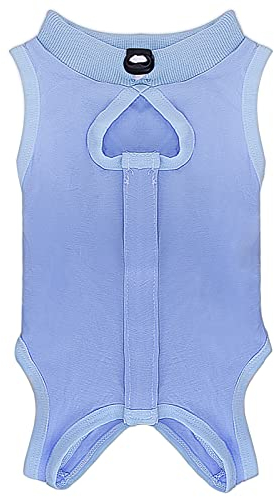 Yunzen 1 Stücke Kleidung Katzenbody Nach OP Kastration Katzenbekleidung Erholungsanzug Katzeanzug Katzenweste Recovery Suit chutzkleidung Anti-lecken Katze Bauchwunden E-Halsband Alternative, Blau