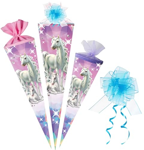 alles-meine.de GmbH Schultüte - Einhorn & Fohlen 35-100 cm Größe wählbar Zubehör Spitze - Zuckertüte - Tüllabschluß/Filzabschluß - eckig/rund - Mädchen - klein & groß..