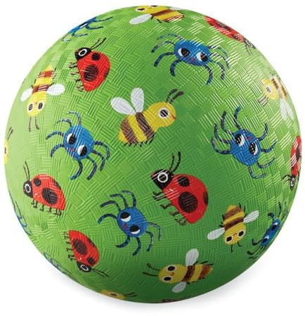 Crocodile Creek Playground Ball - Durable Rubber Ball for Kids Ages 3 and Up - Bouncy Inflatable Ball for Kickball, Indoor Games, and Outdoor Sports - PVC-Free - Bugs and Spiders - 5-inch Diameter