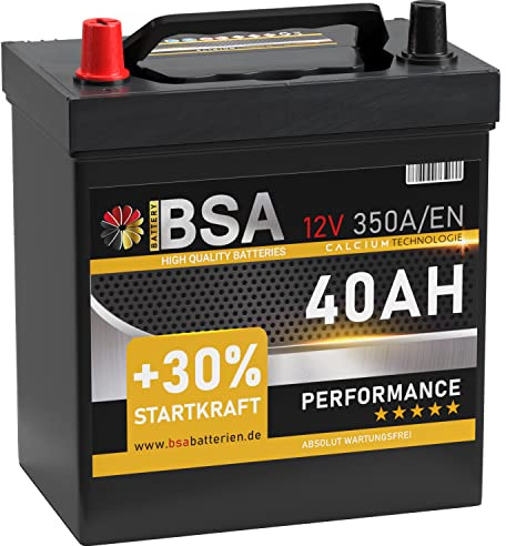 BSA ASIA Autobatterie 40Ah 12V Batterie Plus-Pol Links ers. 35Ah 36Ah 38Ah