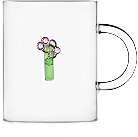 Ichendorf Milano Mug I | Collezione Bloom Alphabet | 47 cl | Vetro Borosilicato | Fatto a Mano