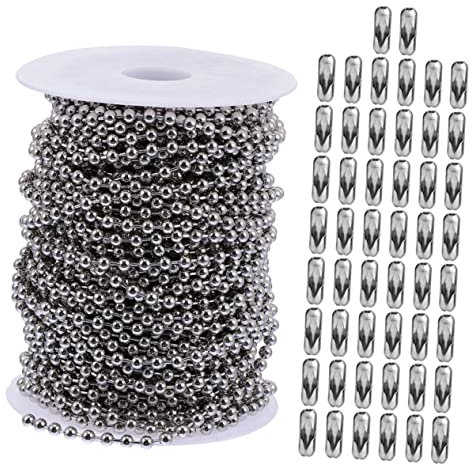 SEWOART Stainless Steel Ball Chain Bead Chain for DIY Necklace Making Extension Buckles Connectors