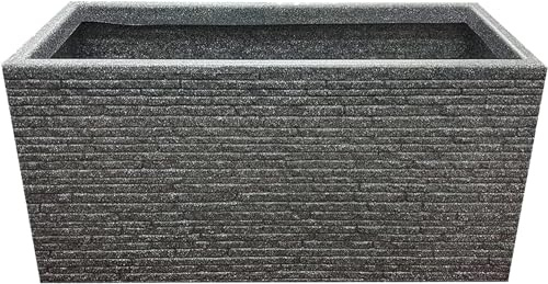 STAR SUPPLIES Large Deep Rectangular Brick Effect Flower Planter | Lightweight 60cm Long Garden Trough Slate Planter