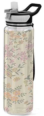 Vintage Millefleur Boho Flowers Girls Cycling Water Bottles Water Bottle 1 Liter Water Bottles for Women Men