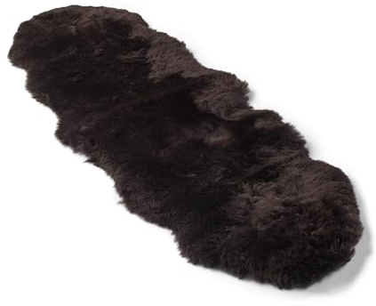 Nordic Sheep Real Sheepskin Rug 2x6 ft | Sheepskin Rugs for Living Room and Sofa | Bedside Rugs for Bedrooms | Large Fluffy Rug is Breathable & Heat-regulating in Color Chocolate
