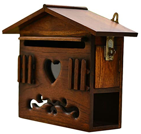 HIRNER Decorazioni Cassetta Postale in Legno massello Cassetta Postale Vintage Villa Lettera Scatola per giornali Cassetta Postale con Serratura Organizer per Posta sospesa Cassetta Postale