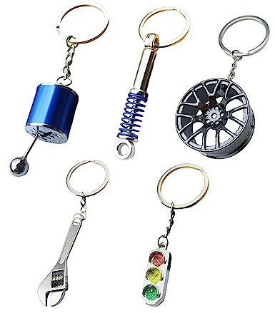 5 Stück Personalisierte Auto-Accessoires: Keychain, Felgen, Schalthebel, Schraubenschlüssel - Kreatives Auto-Styling für Jungs, Geburtstagsgeschenk