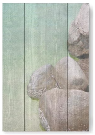 artboxONE Holzbild 60x40 cm Reise/Strand und Meer Ozeanfelsen von Künstler Riley B