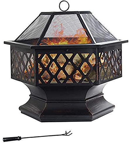 Foyers en métal pour Jardin, Foyer pour Jardin extérieur, Patio, cheminées extérieures, Foyer d'arrière-Cour avec Maille de Protection Contre Les étincelles