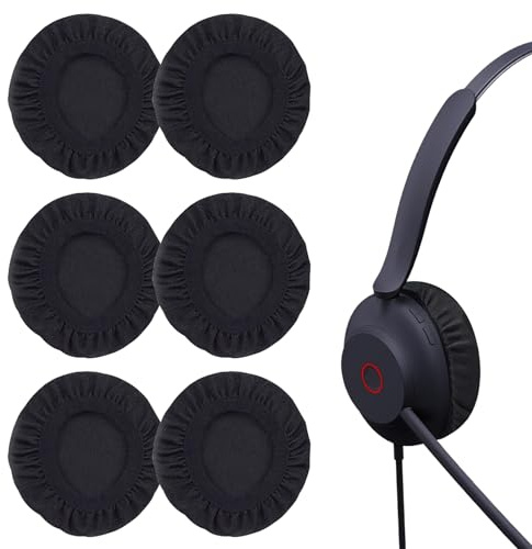 QeeFop 6 Stück Dehnbare Abdeckung Waschbare Kopfhörer-Abdeckungen Strickstoff Überzug für 6 bis 8 cm Headset, Überzieher Gegen Schmutz (Schwarz)