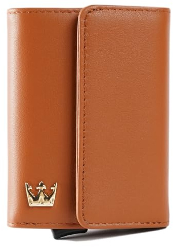 MAGGIORE LUXURY Portafogli Vera Pelle Nappa Di Bovino Portafoglio Portacarte Di Credito Da Uomo e Donna Portacard Portafoglio Slim Protezione Rfid Anticlonazione Made in Italy Brown Parigi