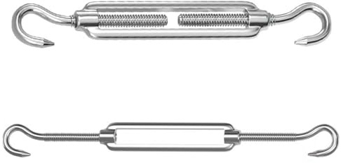 TEN-HIGH M12 Hook & Hook Turnbuckle Wire Tensioner, 304 Stainless Steel Wire Rope Tensioner, Heavy Duty Cable Tensioner for Garden Wire,Fence Wire Tensioner,Outdoor Hanging, 2pcs