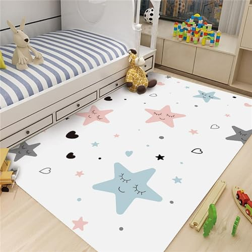 3D-Druck Weicher Kinderzimmerteppich Lächeln Mit Sternenmuster 100 X 200 Cm - Rutschfester Teppich Mit Niedrigem Flor - Waschbar - Anti-Flecken, Fusselt Nicht: Umweltfreundlich - Leicht Zu Rei -9R4O4I